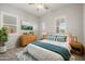 Cozy bedroom with modern decor, ceiling fan, and plantation shutters offering great style at 23163 E Canary Way, Queen Creek, AZ 85142