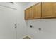 Functional laundry room with overhead cabinets, and space for a washer and dryer at 2932 N 115Th Ln, Avondale, AZ 85392