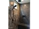 Contemporary shower featuring a rain shower head, handheld sprayer, tiled bench, and a built-in niche at 32268 N 133Rd Ln, Peoria, AZ 85383