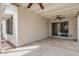 Covered patio features desert landscaping and access to the pool area at 3349 E Lavey Ln, Phoenix, AZ 85032