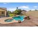 Sparkling pool boasts a rock waterfall feature, with a serene and private backyard oasis at 5410 E Gable Ave, Mesa, AZ 85206