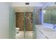 Modern bathroom with a large vanity and shower at 7840 E Camelback Rd # 111, Scottsdale, AZ 85251