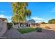 Well-maintained backyard with artificial turf, gravel, mature tree, and block wall at 920 E Leslie E Ave, San Tan Valley, AZ 85140