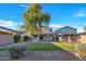 Large backyard featuring artificial turf, gravel, mature trees, and a block fence at 920 E Leslie E Ave, San Tan Valley, AZ 85140