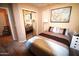 Comfortable bedroom with a mirrored closet, soft lighting, and stylish decor at 1384 E Las Colinas Dr, Chandler, AZ 85249