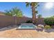 Backyard hot tub with ample tanning deck, privacy fence and tropical palm tree for shade at 17517 W Dahlia Dr, Surprise, AZ 85388