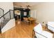 Dining area with a wooden table and ceiling fan at 288 E Baylor Ln, Gilbert, AZ 85296