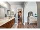 Bathroom with a double vanity that connects to the main bedroom and walk-in closet at 6335 E Brown Rd # 1084, Mesa, AZ 85205