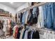 Spacious walk-in closet featuring built-in shelves, hanging racks, and shoe storage on carpet flooring at 6983 W Andrea Dr, Peoria, AZ 85383