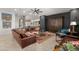 Well-appointed living room showcases leather furniture, stylish decor, and open access to the adjacent spaces at 7145 E Cuernavaco Way, Gold Canyon, AZ 85118