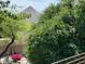 Scenic mountain view accented by mature trees and a vibrant flowering bush, offering natural beauty at 11752 N 135Th Pl, Scottsdale, AZ 85259