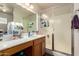 This bathroom showcases an extended vanity, framed mirror, and updated glass shower stall at 14514 N 128Th Dr, El Mirage, AZ 85335