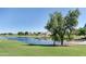 Scenic view of a pond surrounded by a lush green golf course and a community at 24816 S Golfview Dr # 46, Sun Lakes, AZ 85248