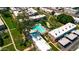 Aerial view showcasing the pool, landscaping, and residential buildings in a community at 3820 N 30Th St, Phoenix, AZ 85016