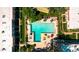 Bird's eye view featuring the community pool with colorful umbrellas and lounge areas at 3820 N 30Th St, Phoenix, AZ 85016