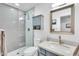 Bright bathroom featuring herringbone tile shower, modern vanity, and stylish fixtures at 3820 N 30Th St, Phoenix, AZ 85016