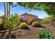 Expansive backyard featuring a mix of desert landscape and flowering trees at 4055 N Recker Rd # 71, Mesa, AZ 85215