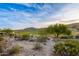 Scenic view of the golf course with vibrant green grass, desert vegetation, and distant mountain views at 4946 N 210Th Ave, Buckeye, AZ 85396
