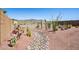 Unique desert landscaping in backyard with pebble path at 12538 E Pivot Peak --, Gold Canyon, AZ 85118