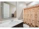 Bathroom featuring a single sink, modern fixtures, and shower with patterned curtain at 12538 E Pivot Peak --, Gold Canyon, AZ 85118