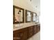 Elegant bathroom featuring dual sinks, decorative mirrors, and ample cabinet space at 18907 N 92Nd Way, Scottsdale, AZ 85255