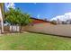 This home features a spacious backyard with green grass, a mature tree, and a shed at 2109 W El Alba Way, Chandler, AZ 85224