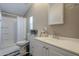 Cozy bathroom featuring a shower, toilet, and white vanity for storage and functionality at 10951 N 91St Ave # 32, Peoria, AZ 85345