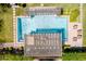 Aerial view capturing the pool with pergola and stylish furniture at 17673 E Bronco Dr, Queen Creek, AZ 85142