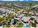 A scenic aerial view shows desert landscaping and a variety of homes with pools in the community at 29023 N 48Th Ct, Cave Creek, AZ 85331