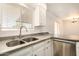 Kitchen sink with stainless steel dishwasher and faucet under bright window at 5423 S Palm Dr, Tempe, AZ 85283