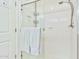 Bathroom shower featuring glass door, chrome fixtures and towel rack at 6535 E Superstition Springs Blvd # 146, Mesa, AZ 85206