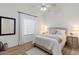 A serene bedroom with a comfortable bed, side tables, and soft natural light from a window at 1101 N Peppertree Dr, Gilbert, AZ 85234