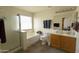 Bathroom featuring a soaking tub, separate glass shower, and light wood vanity at 15351 W Port Royale Ln, Surprise, AZ 85379