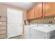This charming laundry room features a washer and dryer and upper cabinets for convenient storage at 1945 W Desert Vista Trl # 77, Phoenix, AZ 85085