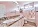 Charming bathroom with double vanity, granite counters, and a shower-tub combo at 2210 W Goldmine Mountain Dr, Queen Creek, AZ 85144