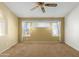 Cozy living room with carpet, ceiling fan, and natural light streaming in through the windows at 3140 N 114Th Dr, Avondale, AZ 85392