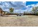 Expansive backyard featuring a sparkling pool, seating area, and lush landscaping at 1517 E Elaine Dr, Casa Grande, AZ 85122
