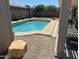 Backyard with swimming pool, rock landscaping and adjacent covered patio, perfect for relaxation at 2649 N 85Th Ave, Phoenix, AZ 85037