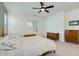 Bedroom featuring a ceiling fan, neutral walls, and carpeted floors at 3566 S Colorado St, Chandler, AZ 85286