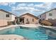 Backyard pool offers a relaxing outdoor experience with a covered patio seating area at 6777 W Tether Trl, Peoria, AZ 85383