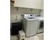 This laundry room comes equipped with a washer and dryer, as well as shelving for storage at 7412 E Flower Ave, Mesa, AZ 85208