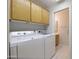 Laundry room with washer, dryer, and storage cabinets above at 11003 E Kiva Ave, Mesa, AZ 85209