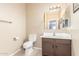 Bathroom featuring neutral walls, vanity with sink, toilet, and tile flooring at 29051 N Shannon Dr, San Tan Valley, AZ 85143
