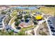 Aerial shot highlighting the splash pad, playground, lake, and picnic areas within the community at 3269 E Ironside Ln, Gilbert, AZ 85298