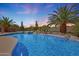 Gorgeous pool view showcases cool blue water and natural rock waterfall surrounded by tropical landscaping for a backyard paradise at 3816 E El Sendero Rd, Cave Creek, AZ 85331