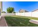 Spacious backyard with lush green grass and a tall block fence for privacy at 3994 E Maplewood St, Gilbert, AZ 85297