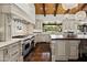 Bright kitchen showcasing a large island, modern appliances, and a picturesque window view to the backyard at 5740 N Casa Blanca Dr, Paradise Valley, AZ 85253
