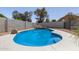 Beautiful backyard pool featuring rock accents, and a synthetic turf area for lounging at 7869 W Market St, Glendale, AZ 85303