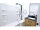 Modern bathroom featuring a new walk-in shower, updated vanity, and stylish fixtures at 5007 N 71St Dr, Glendale, AZ 85303