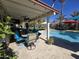 Inviting covered patio with a dining area and views of the sparkling swimming pool at 4525 E Desert View Dr, Phoenix, AZ 85044